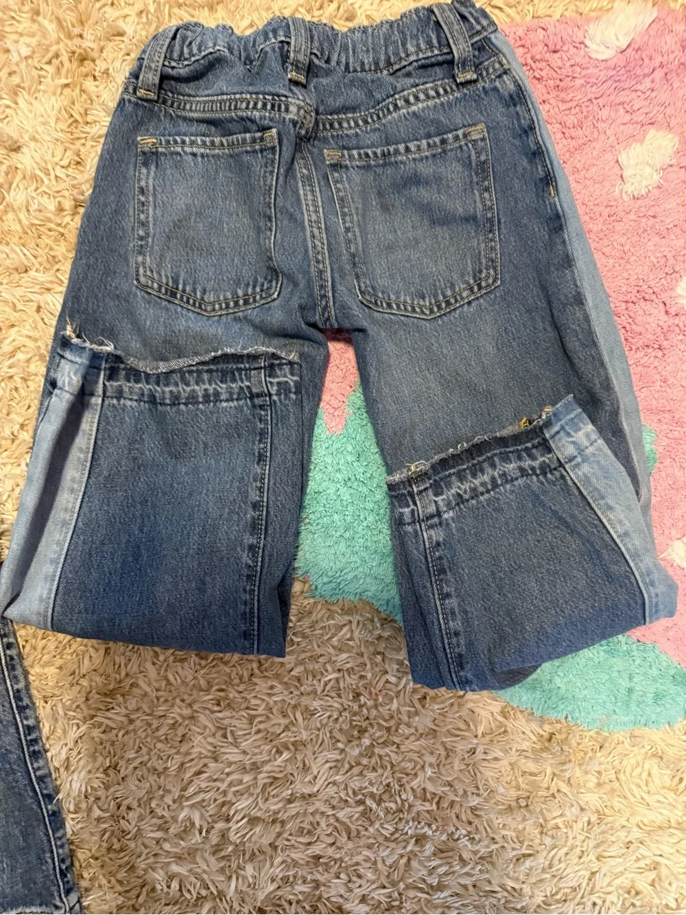 Girls' Blue Denim Jeans - Heart Patch & Two-Tone Styles